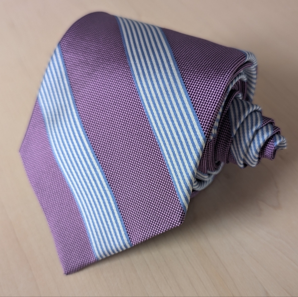 BROOKS BROTHERS Purple and Blue Striped Silk Tie